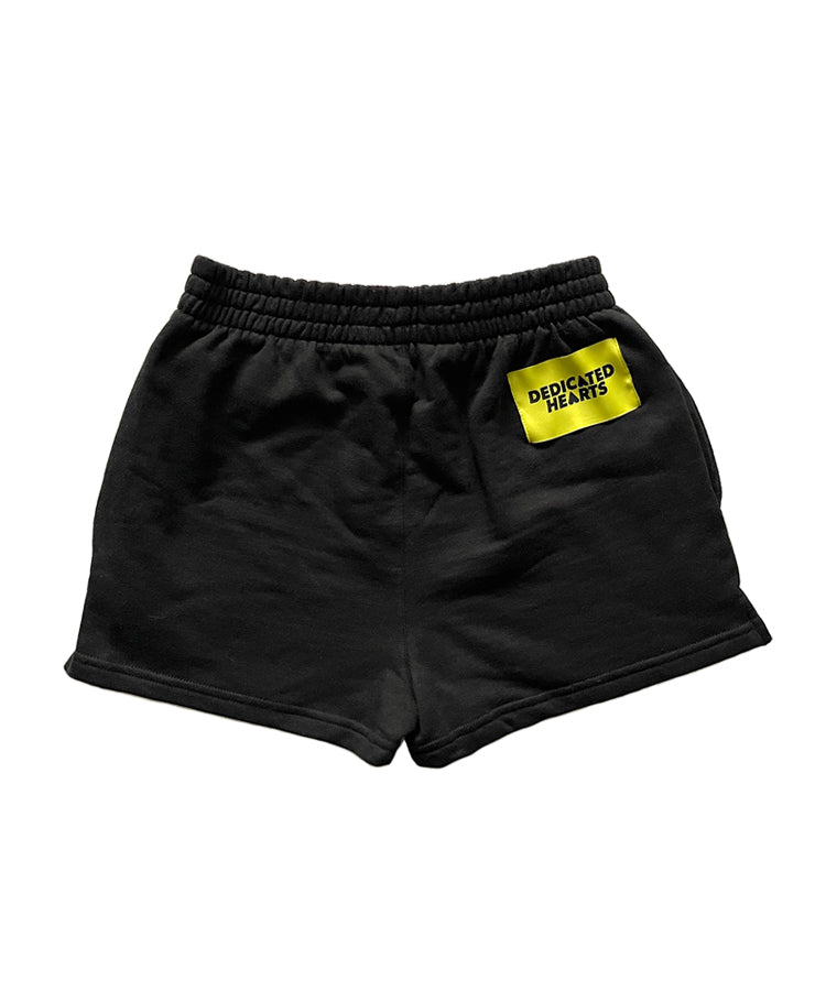 Black Dedicated Hearts Ladies Shorts